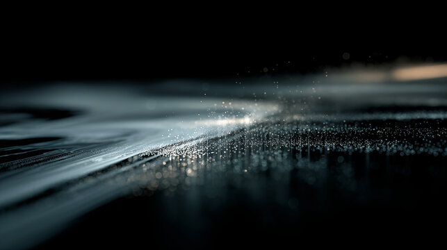 Abstract swirling particles and light trails representing the flow of data in IT and technology networks, digital visualization - Powered by Adobe