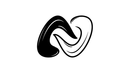 Obraz premium Abstract Black And White Swirling Shapes Forming A Stylized Letter N Keywords: abstract, black, white, swirling, shapes