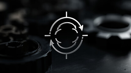 Abstract representation of IT and technology concepts, illustrating a circular process with interconnected elements