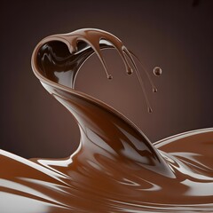 Rich chocolate liquid splashing and creating ripples on surface