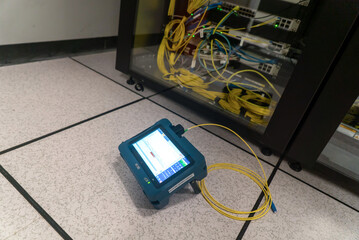 Fiber Optic Testing Device in Data Center Setup