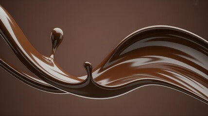 Rich chocolate liquid splashing and creating ripples on surface