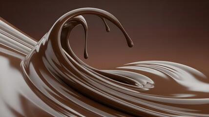 Rich chocolate liquid splashing and creating ripples on surface