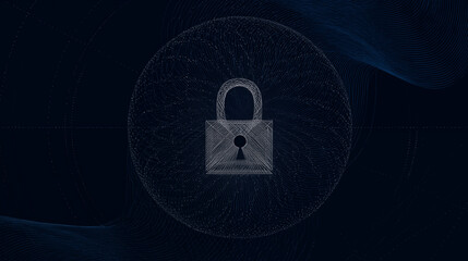 Secure digital data and privacy protection in IT and technology with a lock icon