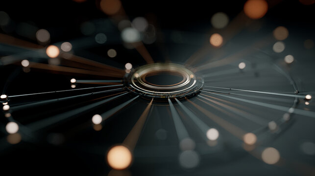 Abstract visualization of IT and technology, data flow and connectivity, with glowing nodes and lines on a dark background - Powered by Adobe