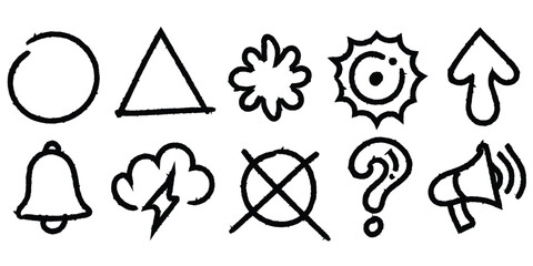 A collection of 10 basic line icons for user interface and design