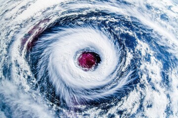 Captivating aerial view of a swirling hurricane over the ocean