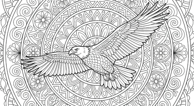 M&aacute;ndala de &Aacute;guila Volando hacia el sol