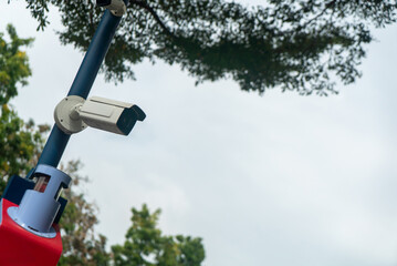 Security Camera on Pole in Urban Area