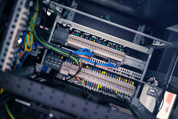 Close-Up of Complex Server Wiring in Rack