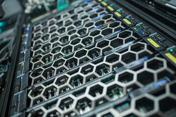 Modern Server Rack With Hexagonal Design