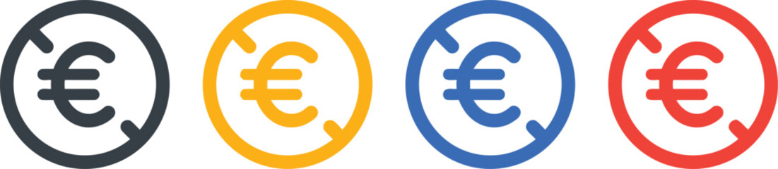 euro, currency, symbol, money, finance, economics, payment, exchange, transaction, euro symbol, currency icon, money icon, multiple colors, set, collection, graphic, design, illustration, banking, inv