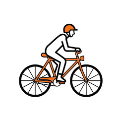 Fototapeta premium Stylized cyclist icon riding bicycle with helmet for active lifestyle illustration