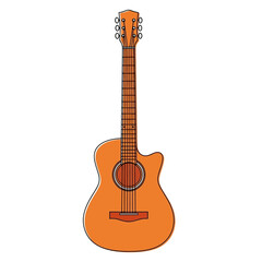 Naklejka premium Acoustic guitar illustration with warm earthy tones and clean graphic styling creating a unique