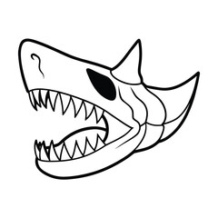 Vector illustration of a cartoon animal and shark silhouette, character, and art drawing
