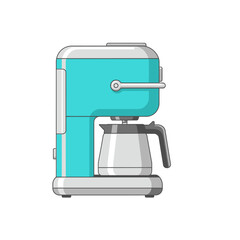 Stylized turquoise coffee maker illustration representing morning routine convenience and