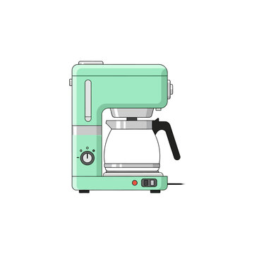 Mint green drip coffee maker illustration conveying freshness and automated brewing system for