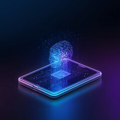 Artificial Intelligence Hologram Rising from Smartphone Technology