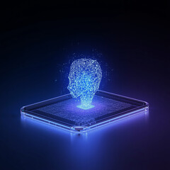 Artificial Intelligence Hologram Rising from Smartphone Technology