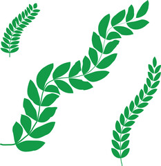 Set black silhouette circular laurel foliate, wheat and oak wreaths depicting an award, achievement, heraldry, nobility on white background. Emblem floral greek branch flat style - stock vector.
