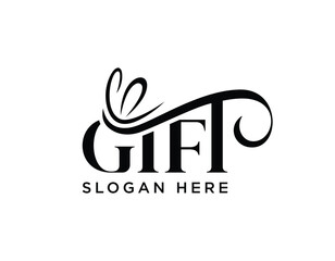 Obraz premium Gift shop, box initial lettering vector logo design, gift ribbon logo design, gift text vector logo design