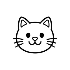 Obraz premium A simple black and white outline drawing of a cute cartoon cat face with whiskers and a smile.