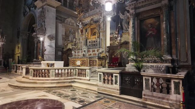 Central altar in Santa Maria Aracoeli Church in Rome, Italy