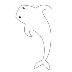 A simple line drawing of a shark with sharp vector