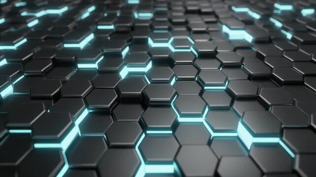 Glowing Hexagonal Grid Pattern.