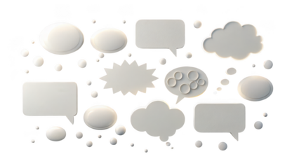 Abstract thought bubbles isolated on transparent background