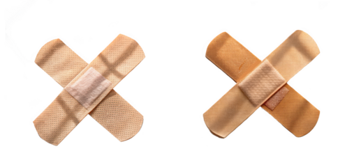 Two crossed bandages isolated on transparent background