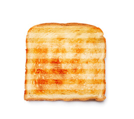 Toast bread slice with grill marks isolated on white