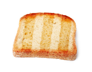 Toast bread slice with grill marks isolated on white