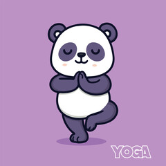 Cute Panda balancing on one leg like yoga panda, cute panda, cartoon panda, panda yoga, yoga panda, meditation, mindfulness, zen, calm, relaxation, balance pose, tree pose, yoga pose, kawaii, cute ani
