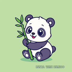 Cute baby panda hugging a bamboo stick, cartoon panda, panda with bamboo, cute panda, baby panda, cartoon panda, panda illustration, panda cartoon, panda bear, bamboo, bamboo stick, cute animal, kawai