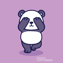 Cute Panda covering its eyes like shy peek-a-boo panda, cute panda, cartoon panda, shy panda, funny panda, panda character, kawaii panda, cute animal, cartoon animal, panda illustration, vector illust
