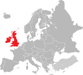 Fototapeta premium Map of British Isles on European Continent Editable Vector.