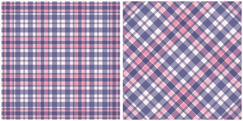 Seamless Purple and Pink Plaid Textile Patterns