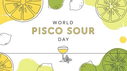 Celebrate world pisco sour day with a refreshing citrus cocktail and festive design