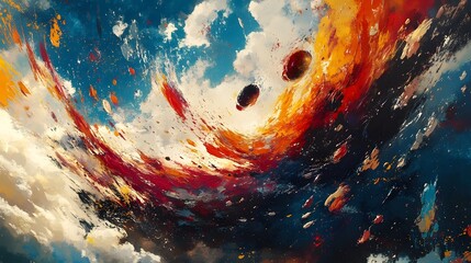 Fiery Cosmic Explosion A Dynamic and Vibrant Interstellar Eruption of Energy and Power