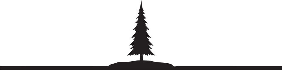 Serene Lake Island Pine Tree Silhouettes isolated on white background