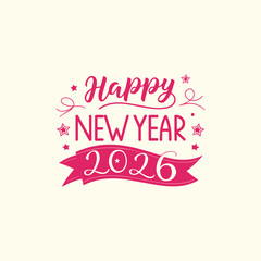 Happy New Year 2026 3D Chrome Font