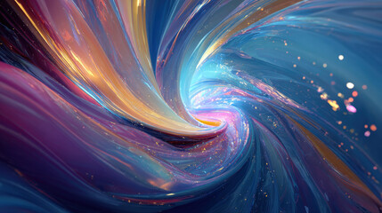 Vortex of Cosmic Energy: Abstract, Swirling Background of Purple, Blue, and Orange Waves, Representing Digital Motion, Flow, and Future Technology