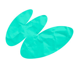 Abstract blob shape made of cyan crumpled paper. Creative design element