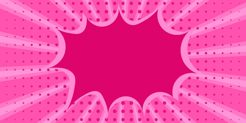 Pink comic burst background with halftone dots, retro pop art explosion frame, perfect for fun poster, girly theme, kids design, or vibrant cartoon effects. © ach