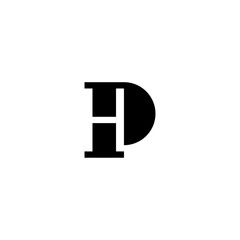 Creative monogram logo featuring letter P with letter H in negative space. Minimalist black and white initial design for professional corporate identity and modern branding. Clean vector icon