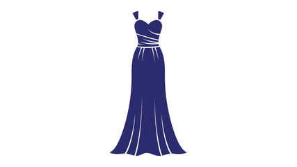 A simple elegant navy blue evening gown silhouette a classic design for formal occasions