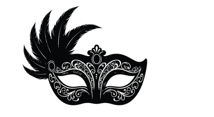 Elegant black masquerade mask with feather details a striking visual element © RaufinIslam