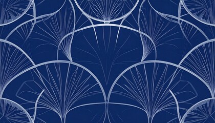 Abstract Blue Decorative Symmetric Pattern with Ornamental Geometry