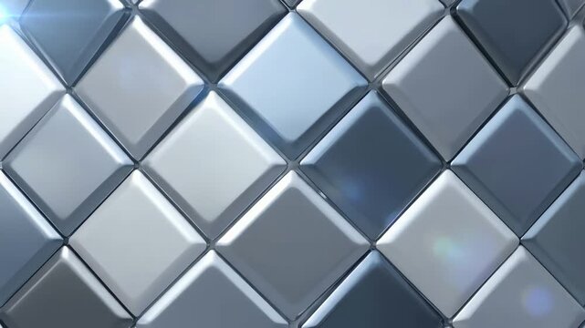 Futuristic Abstract Background with Rippling Silver Diamond Tiles in a Seamless Loop